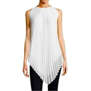 NWT Sophie Max 60s style accordion a line asymmetrical white tunic top dress M